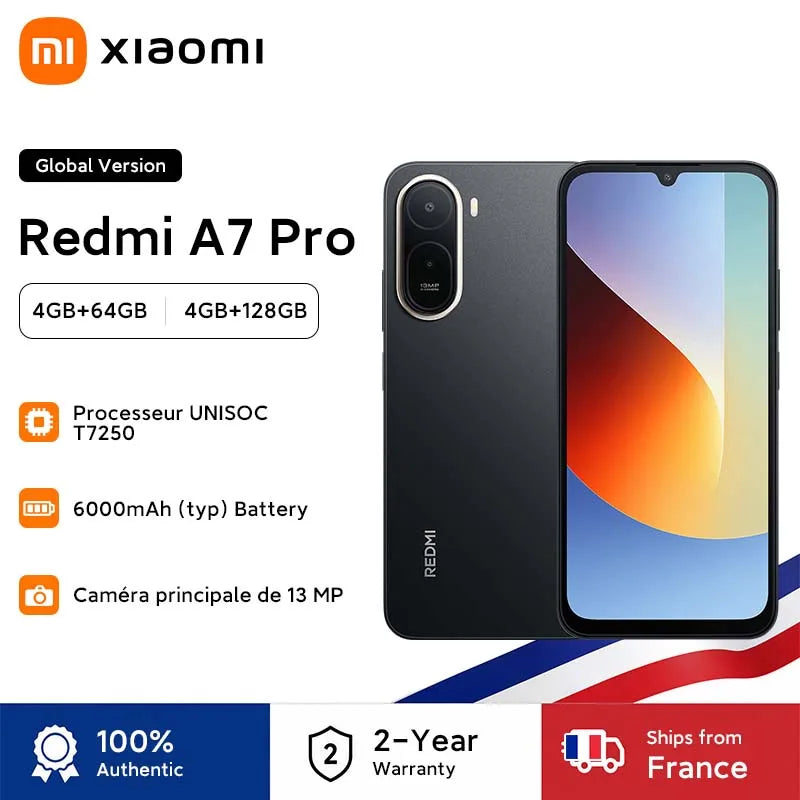 Smartphone Xiaomi Redmi A7 Pro versión global, batería de 6000mAh, pantalla de 6.9" a 120Hz, cámara de 13MP, Xiaomi HyperOS, teléfono móvil Xiaomi