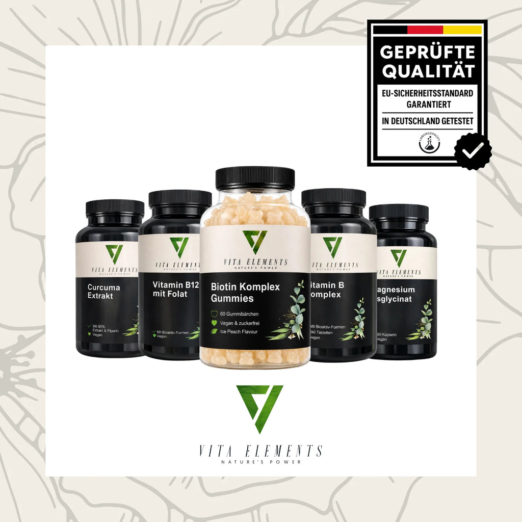 Gomitas de Biotina Compleja |     Probado en laboratorio en Alemania |     Suplementos para la salud |     Vitaminas de Belleza |     Con 5.000 µg de biotina |     Sin Adiciones Innecesarias |     Vegano |     60 gomitas