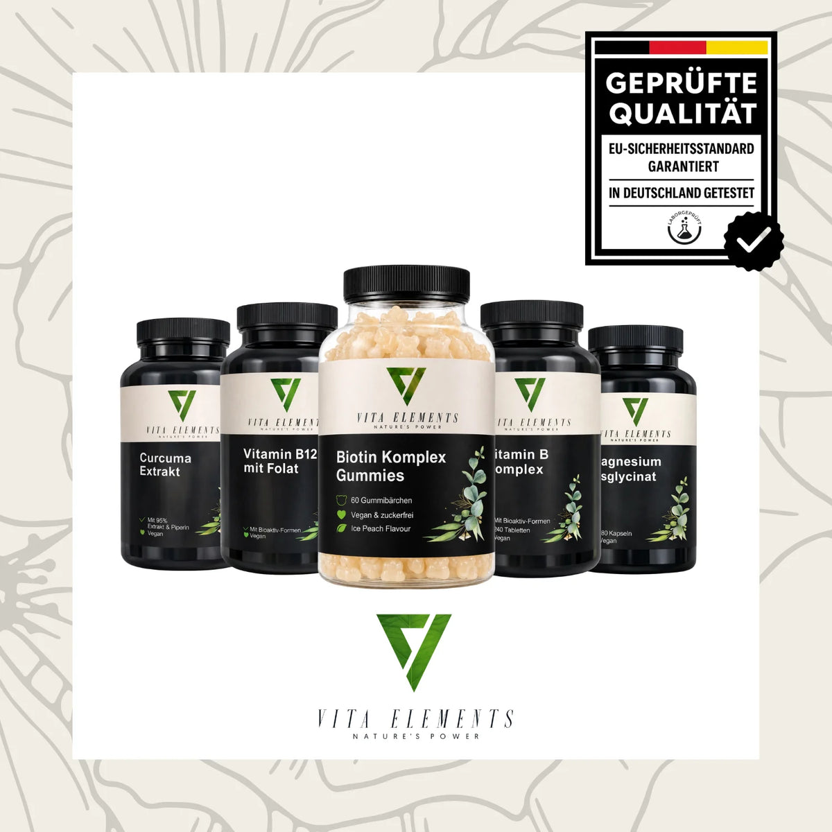 Gomitas de Biotina Compleja |     Probado en laboratorio en Alemania |     Suplementos para la salud |     Vitaminas de Belleza |     Con 5.000 µg de biotina |     Sin Adiciones Innecesarias |     Vegano |     60 gomitas