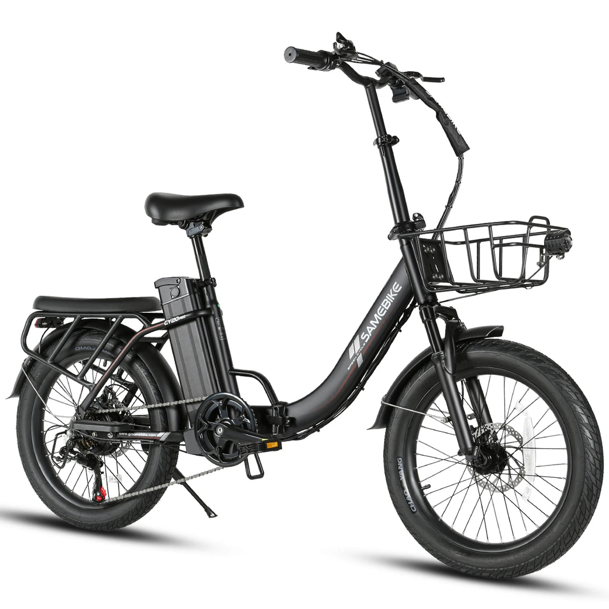 SAMEBIKE CY20 Pro 20-inch Fat-Tire Folding Electric Bicycle | 48V 13A Detachable Battery | Peak 50N·m Hub Motor | All-Terrain Commuting and Off-Road Dual-Purpose | Cargo-Capable Portable E-Bike, Adult Electric Bicycle