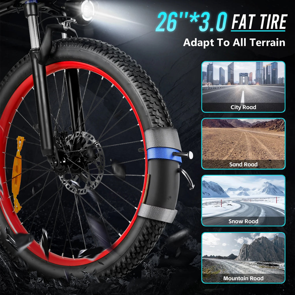 Bicicleta eléctrica SAMEBIKE LO26 PLUS de 26 pulgadas, batería de 48V 15Ah, freno de disco hidráulico, doble suspensión, neumáticos gruesos, bicicleta eléctrica de montaña plegable para adultos