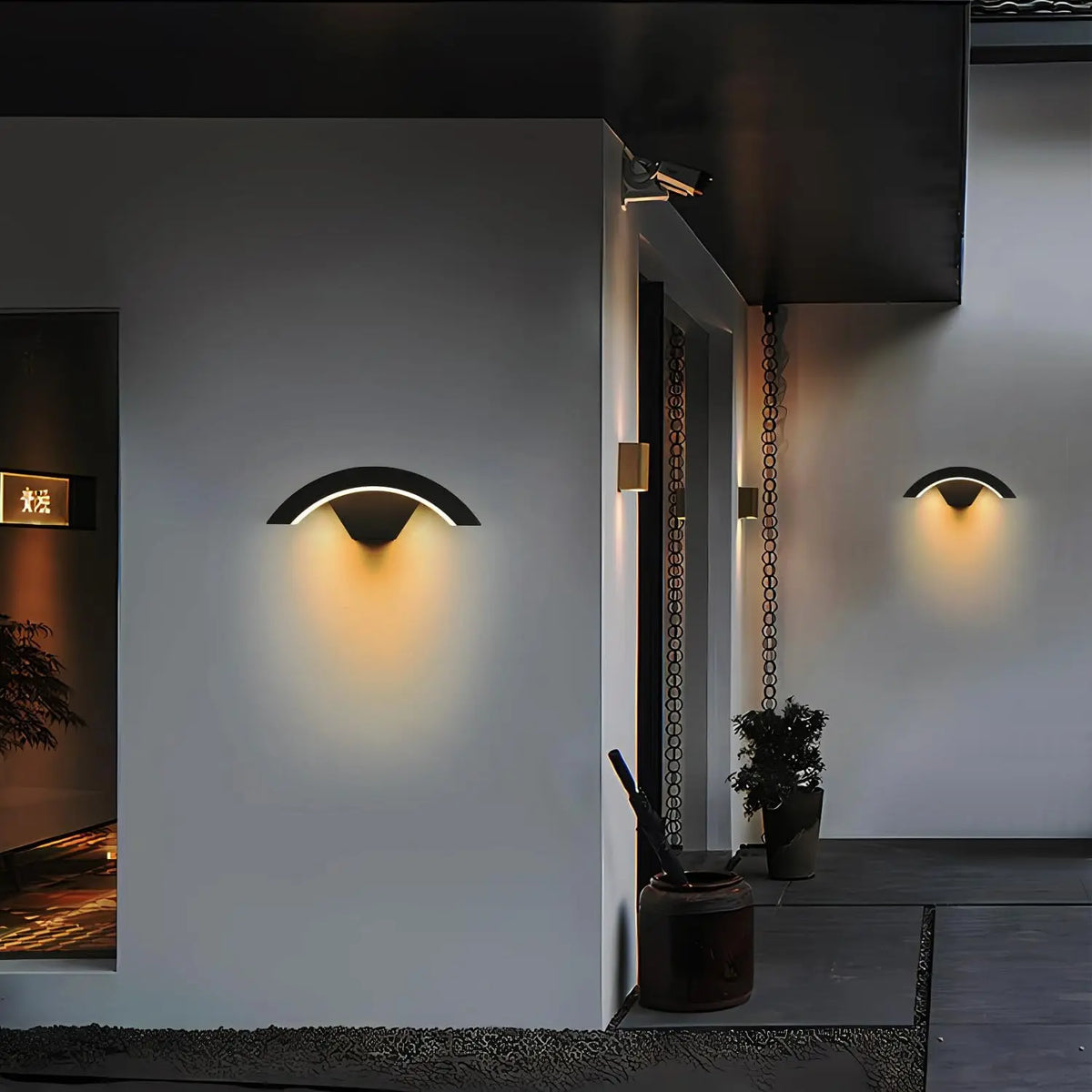 Apliques de pared para exterior, luces impermeables de arriba y abajo alimentadas por red, aplique de pared exterior, aluminio antracita para fachada