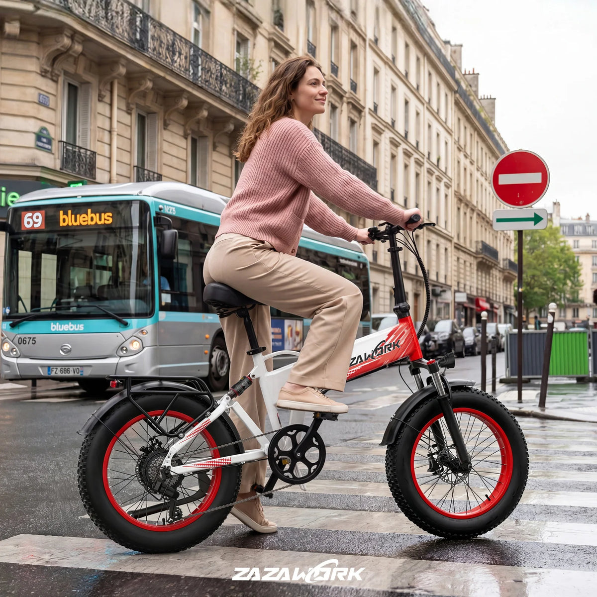 Bicicleta eléctrica plegable todoterreno ZAZAWORK CF1000, motor de 250W, batería de 48V 20Ah, autonomía de hasta 120 km, neumáticos gruesos de 20"x4", suspensión delantera y trasera, bicicleta eléctrica de ciudad, con certificación CE