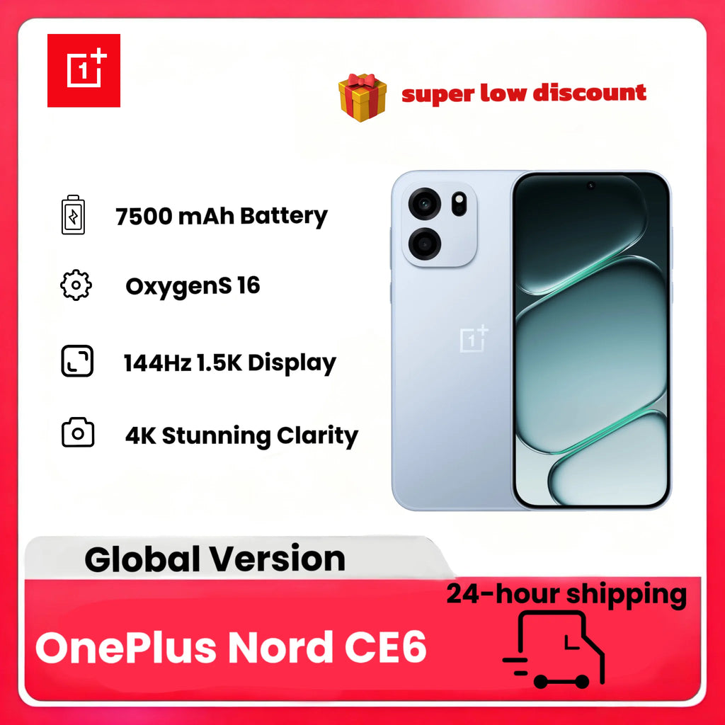 2026 New smartphone OnePlus Nord CE6 Smartphone, Global Edition, 8+256GB,7500mAh Battery,OxygenOS16,Snapdragon 7s Gen 4, 50MP Camera,Without Charger