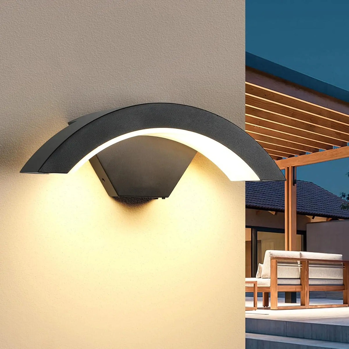 Apliques de pared para exterior, luces impermeables de arriba y abajo alimentadas por red, aplique de pared exterior, aluminio antracita para fachada