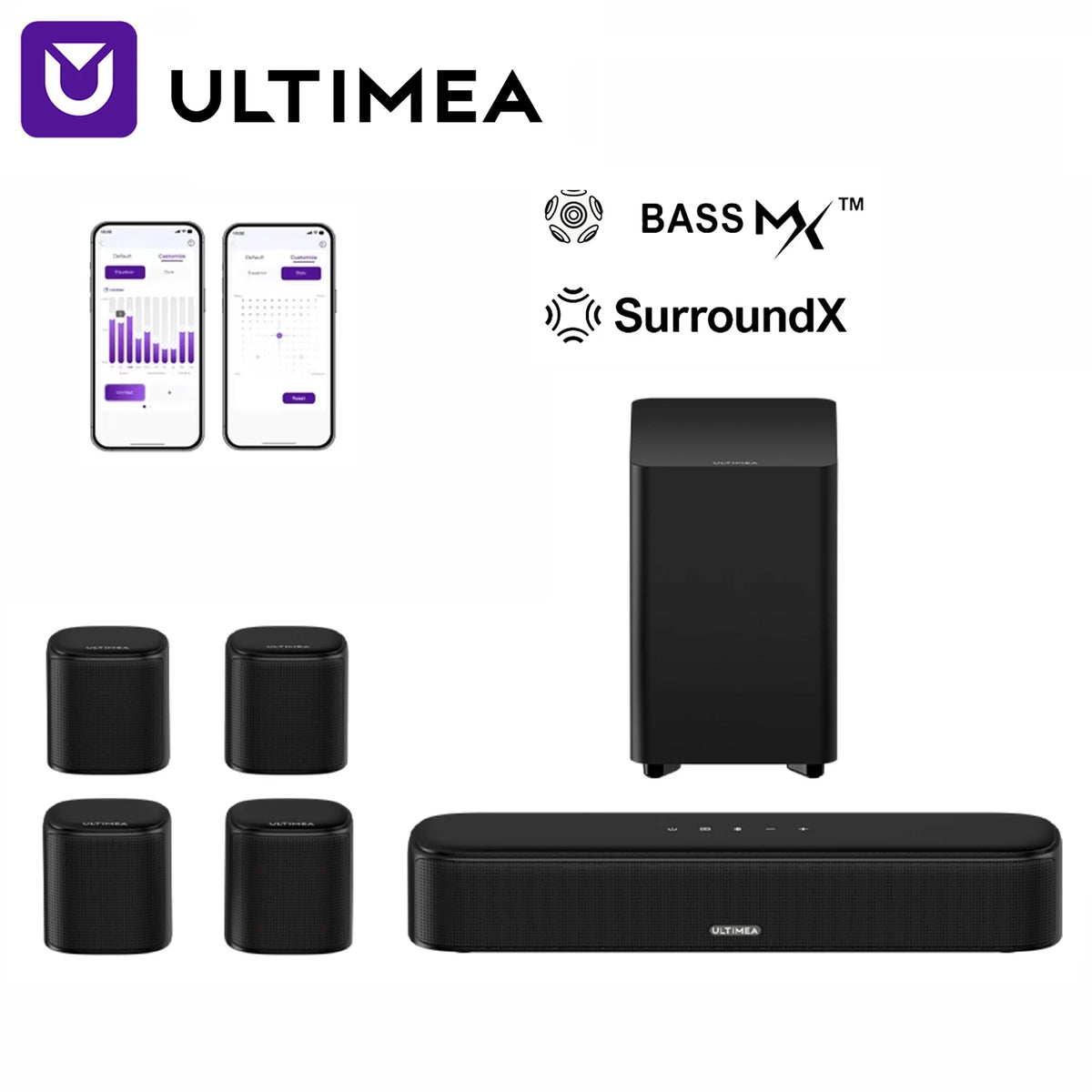 ULTIMEA Barra de Sonido 7.1 para TV con Sonido Surround Virtual, Sistema de Cine en Casa para TV, Control por App