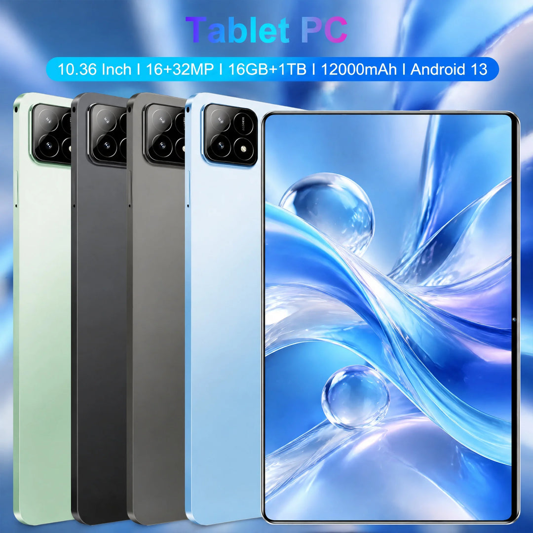 Tablet 5G Android de 10.36 Pulgadas con Pantalla 4K HD, 16GB, 1TB, WiFi, Tablet PC con Llamadas Telefónicas de 16MP+32MP, Batería de 12000mAh, Android 13.0, 10 Núcleos, Doble Tarjeta SIM