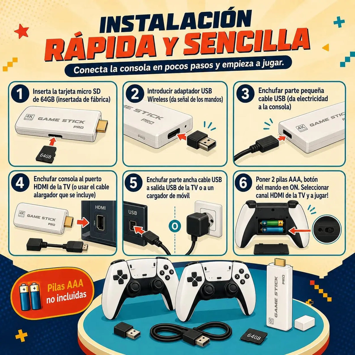 Consola Retro Pro PLUS. 2026 con 2 Controles Inalámbricos |   23 Plataformas y Miles de Títulos, 2 Controles Inalámbricos Blancos, Consola de Videojuegos Arcade, Juegos Clásicos, Conector HDMI para TV