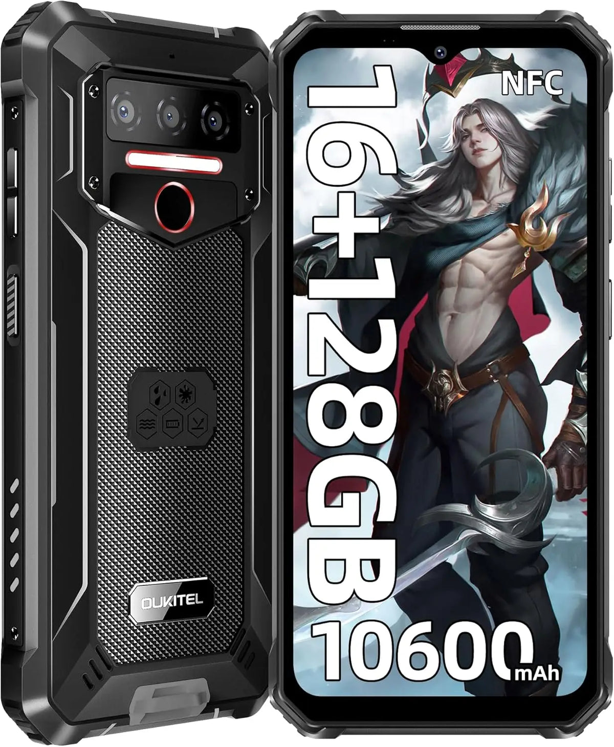 Teléfono resistente OUKITEL WP23 Plus desbloqueado, batería de 10600 mAh, 16 GB RAM + 128 GB/256 GB ROM, teléfono celular, pantalla de 6.52'', smartphone resistente, 13 MP