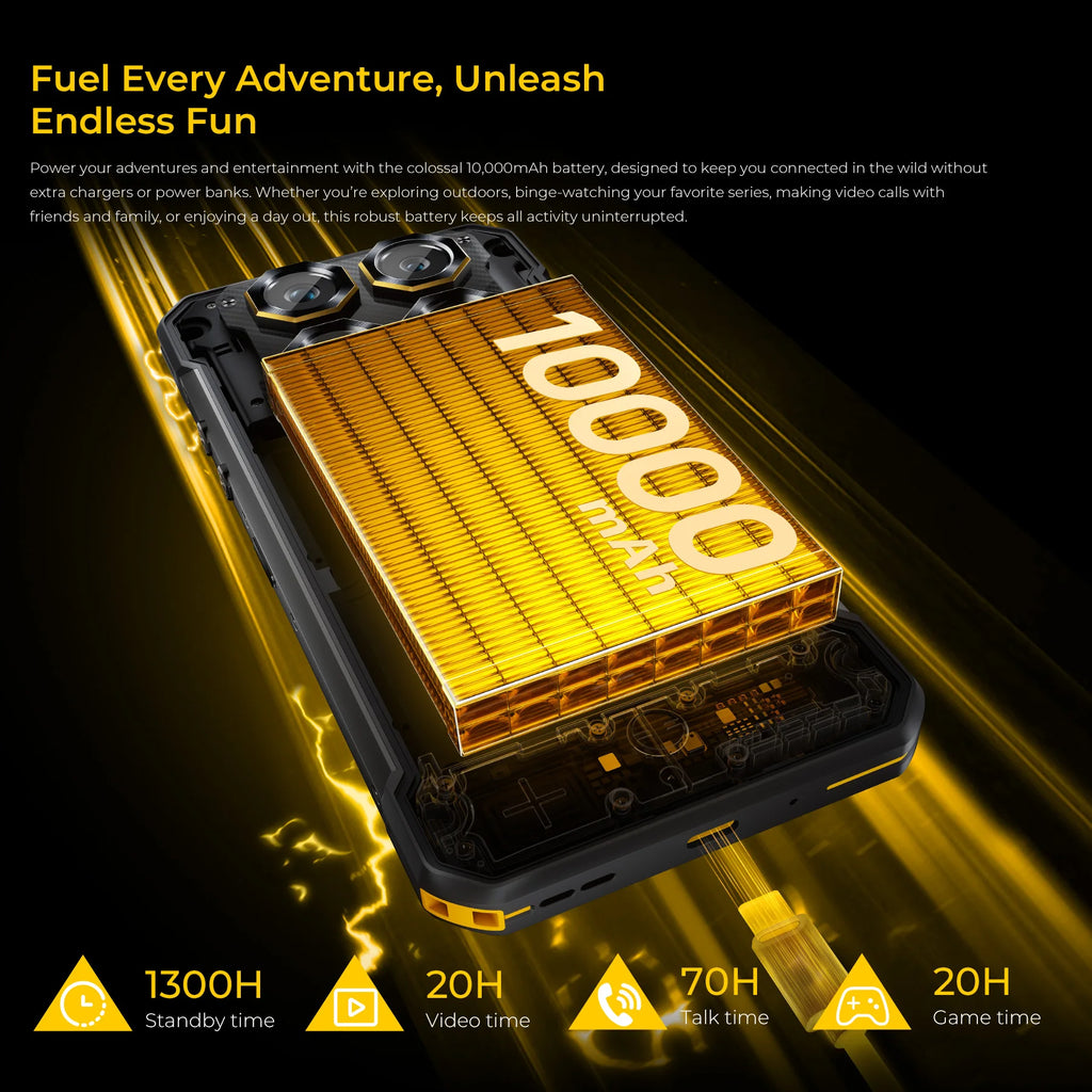 OUKITEL WP60, teléfono inteligente resistente 4G desbloqueado, pantalla grande de 7,2" y 120 Hz, batería de gran capacidad de 10000 mAh con carga rápida de 33 W, 24 GB (8+16) de RAM + 512 GB de ROM, admite expansión de me