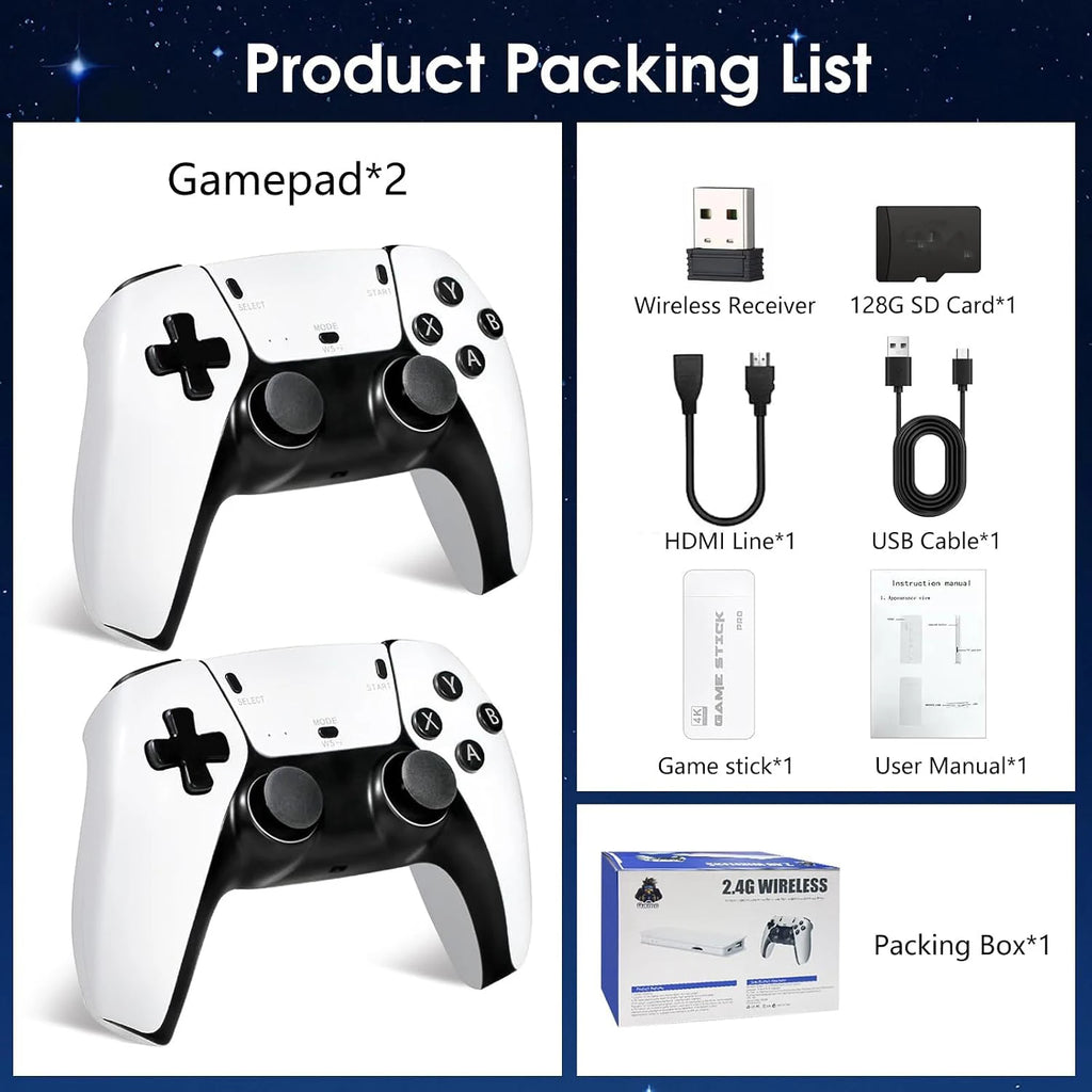 Game console retro, más de 40000 juegos y 23 emulades, concontrolades inalámbricos duales de 2.4G, Plug and Play 4K HD HDMI Game stuck