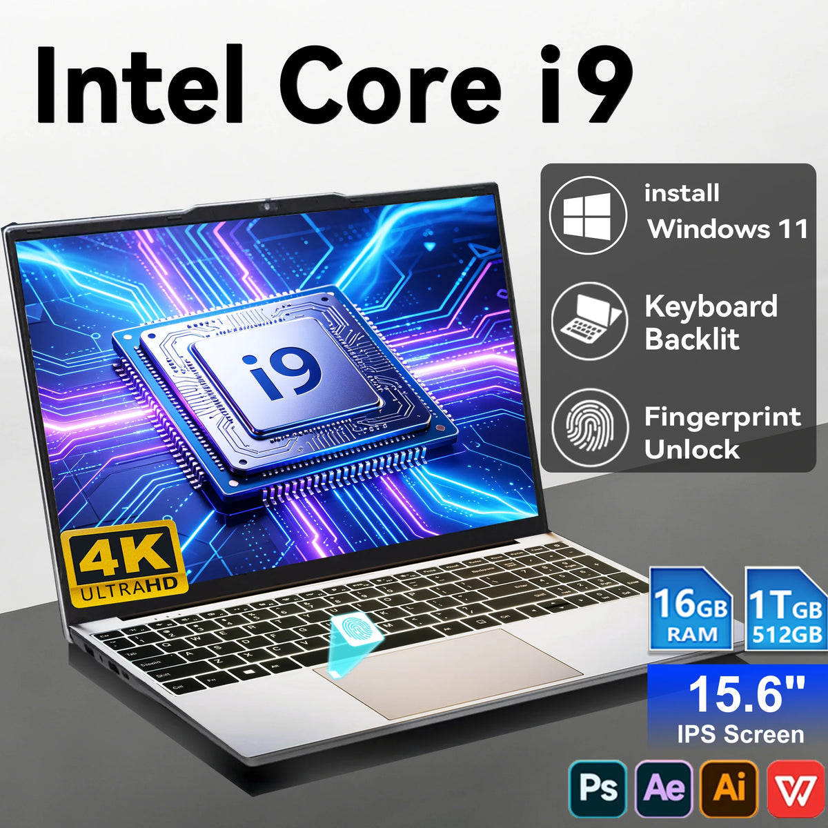 NUEVA computadora portátil con Windows 11 Pro, procesador Intel Core i9 10980HK, 16 GB de RAM, 1 TB de almacenamiento, ideal para oficina, con desbloqueo por huella dactilar.
