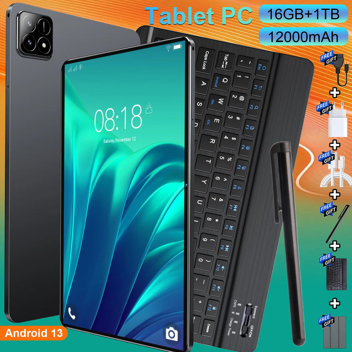 Tablet PC de 10.36 Pulgadas con Envío Rápido desde el Extranjero, Android 13, CPU de 10 Núcleos, 16GB+1TB de Almacenamiento, Batería de 12000mAh de Bajo Consumo, Doble SIM 5G y WiFi Fluido, Cámaras Nítidas para Videolla