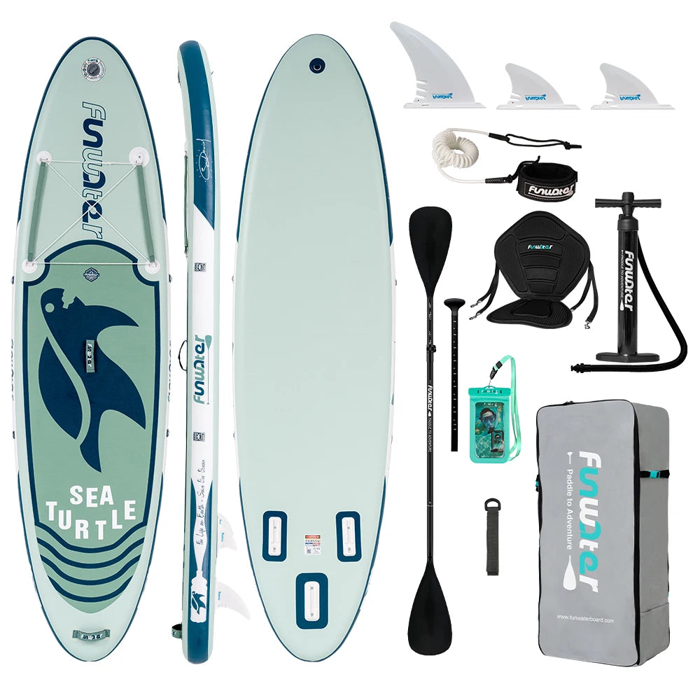 Tabla de Paddle Surf Inflable Impermeable FUNWATER 335x84x15cm SUP 165KG Ligera para Turismo y Surf para Familias, Adultos y Todos los Niveles