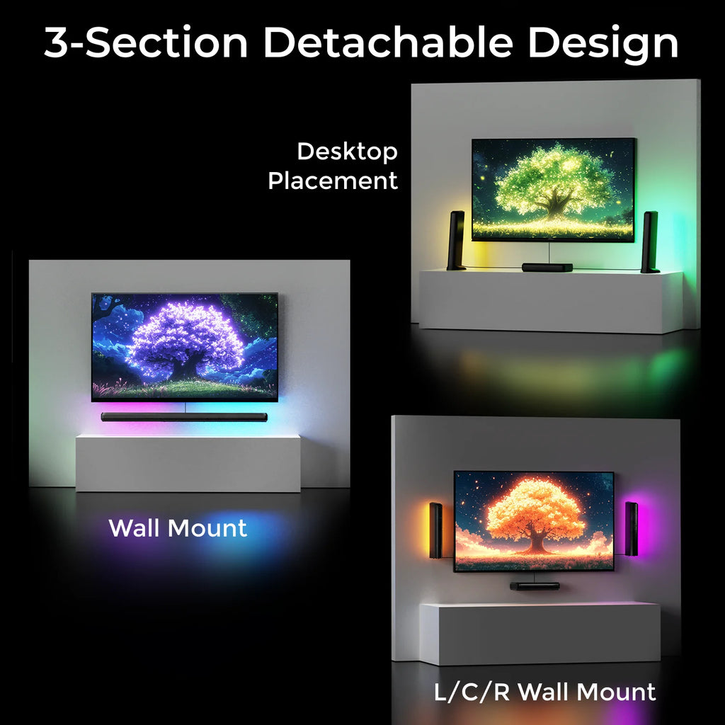 Barra de sonido ULTIMEA 9.1CH con sonido envolvente Dolby Atmos y subwoofer inalámbrico de 6,5 pulgadas, potencia máxima de 470 W, tecnología SurroundX. ™ , BassMX ™ Diseño 3 en 1 desmontable, iluminación RGB, HDMI,