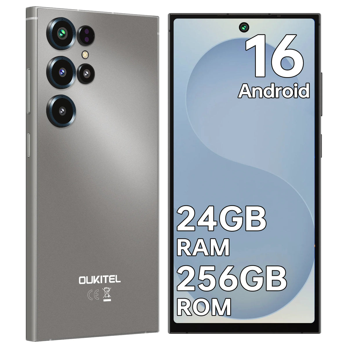 Smartphone OUKITEL C67, Pantalla de 6.73" y 120Hz, Hasta 24GB de RAM (6+18) + 256GB de ROM, Batería de 5000mAh, Cámara Principal de 64MP, Android 16, Ultra Delgado de 8.7mm