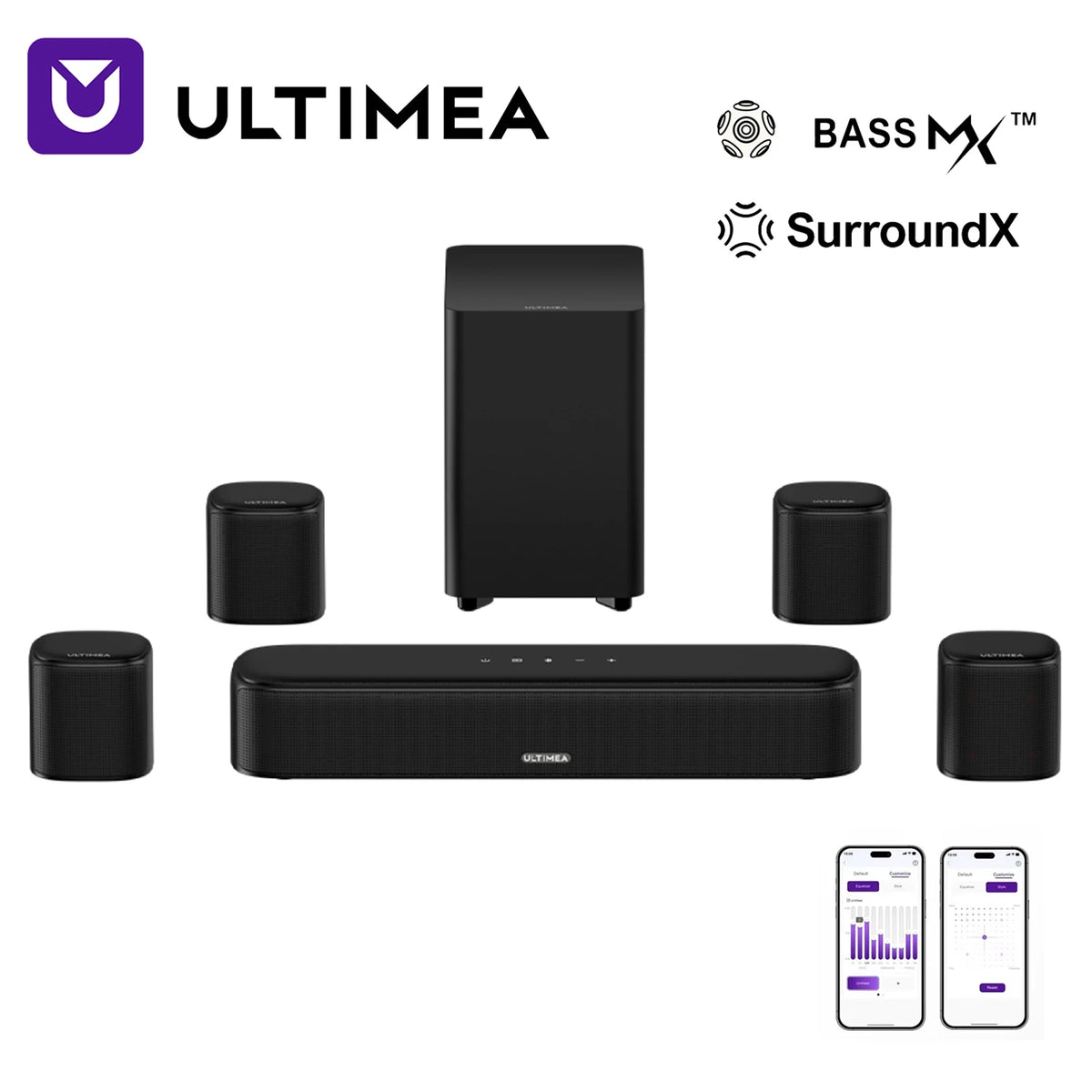 Barra De Sonido ULTIMEA De 7.1 Canales Con Subwoofer, Barra De Sonido Con Sistema De Sonido Envolvente Virtual Para Televisores Con 4 Altavoces Envolventes