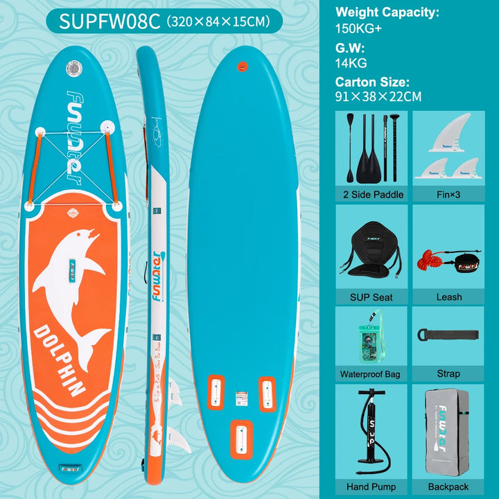 Tabla de paddle surf inflable FunWater de 320-385 cm – Tabla de SUP antideslizante para surf, remo y deportes acuáticos