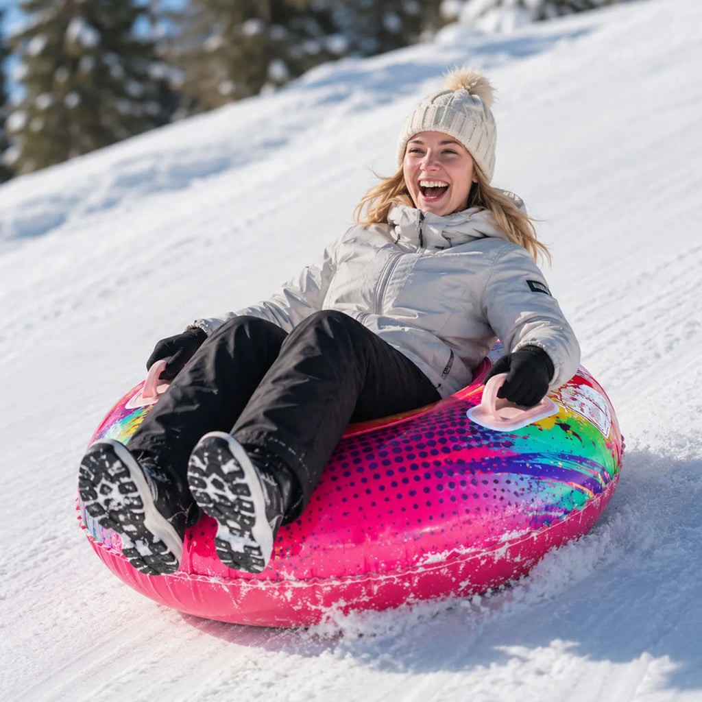1PC Tubo de Nieve Inflable de 32/34 Pulgadas con Asas, Trineo de Nieve Colorido para Esquiar, Deslizarse y Jugar en la Nieve al Aire Libre