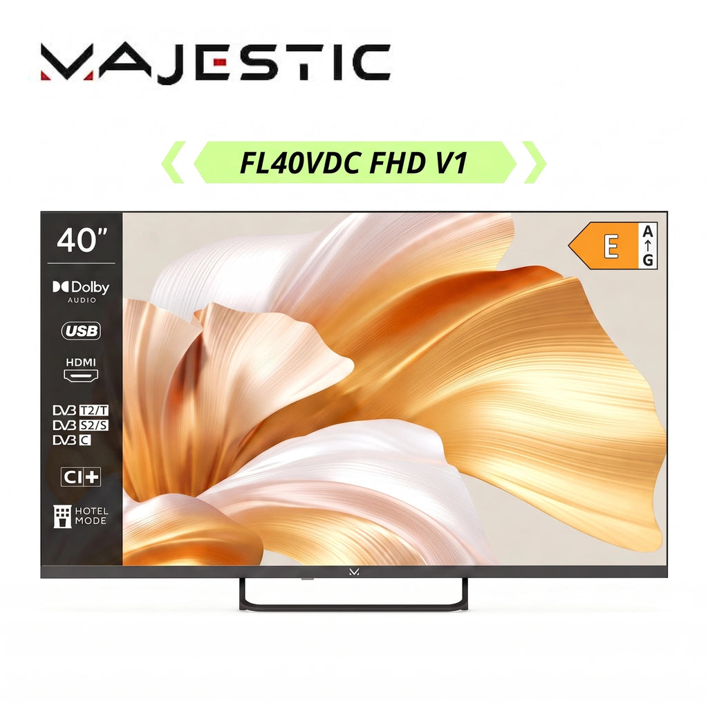 Smart Tv 40 Inch Full Hd Majestic Fl40Vdc Fhd V1 Frameless Vidaa Central Base Wi-Fi 3Xhdmi Black