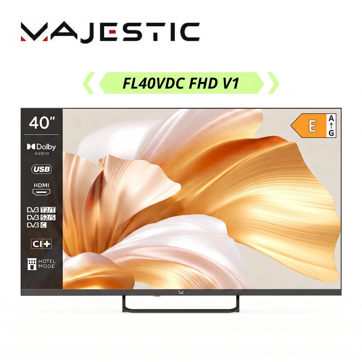 Smart TV 40 Pulgadas Full HD Majestic FL40VDC FHD V1 Frameless Vidaa Base Central Wi-Fi 3xHDMI Negro