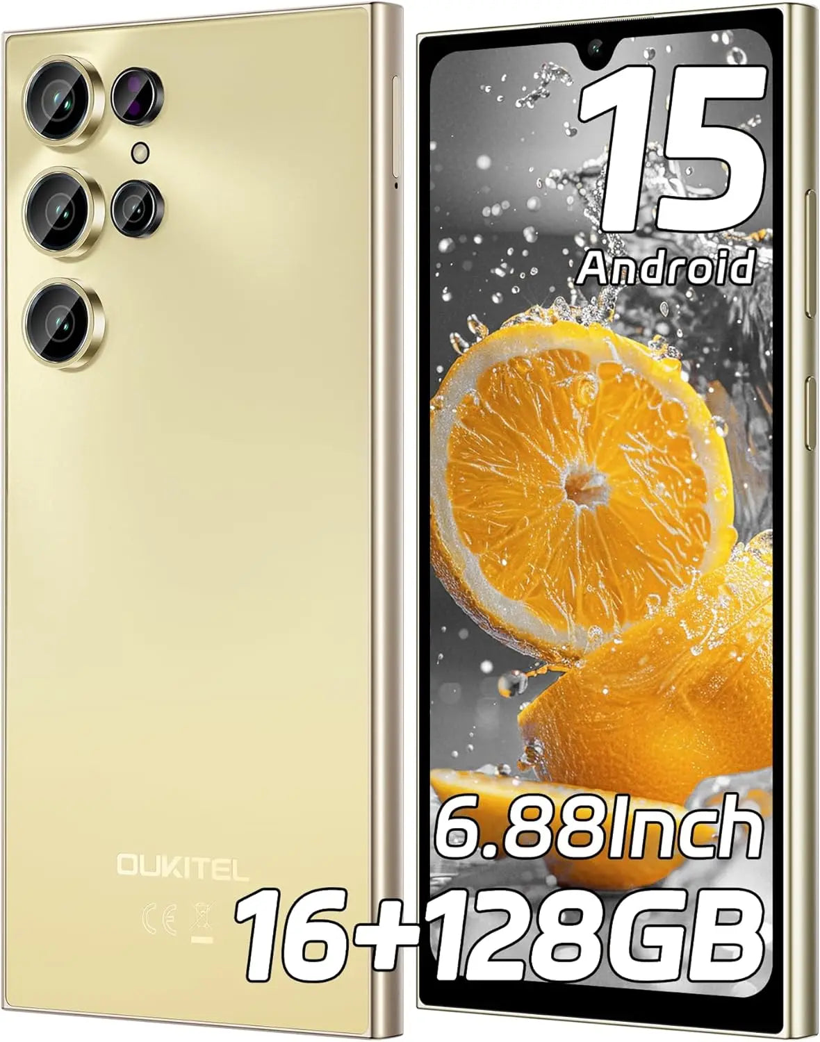 Teléfono Celular Desbloqueado OUKITEL C61 2025 - Android 15, Pantalla de 6.88 Pulgadas, Batería de 5150 mAh, 16 GB + 128 GB/1 TB, Cámara de 13 MP