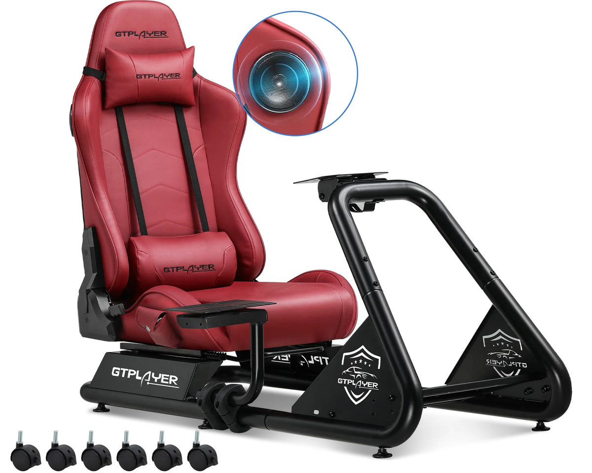 Cabina de simulación Gtplayer, cabina de simulación de carreras, soporte para volante de simulador de carreras con altavoces, soporte para volante y pedales