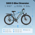 Bicicleta eléctrica urbana Aairsk S800 de 26", batería extraíble de 36V 13Ah con autonomía de 40-60 km, bicicleta eléctrica de 7 velocidades y 250W con bloqueo inteligente NFC y suspensión delantera, e-bike urbana y de montaña para adultos de 25 km/h