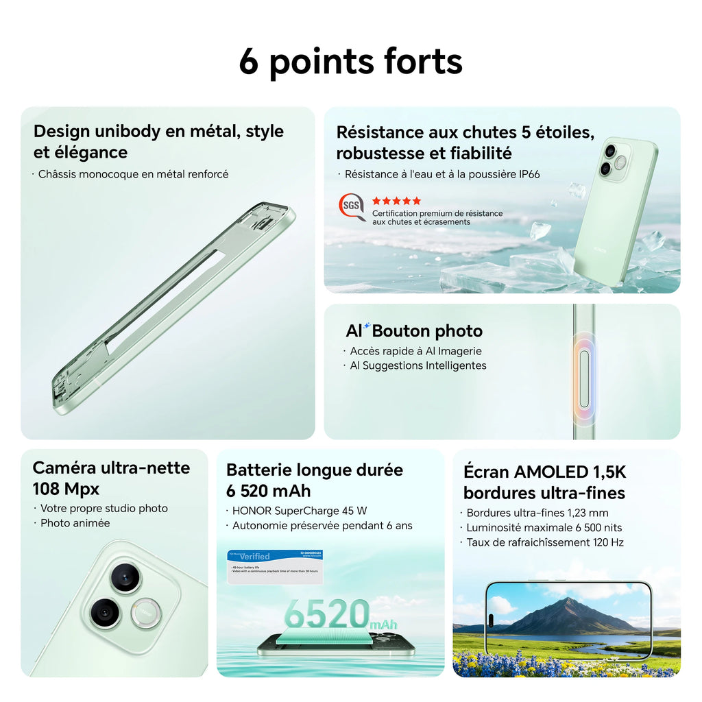 Smartphone HONOR 600 Lite 5G Versión UE MediaTek Dimensity 7100 Elite pantalla AMOLED 6,7 pulgadas 120 Hz 6520 mAh 45 W SuperCharge 108 MP