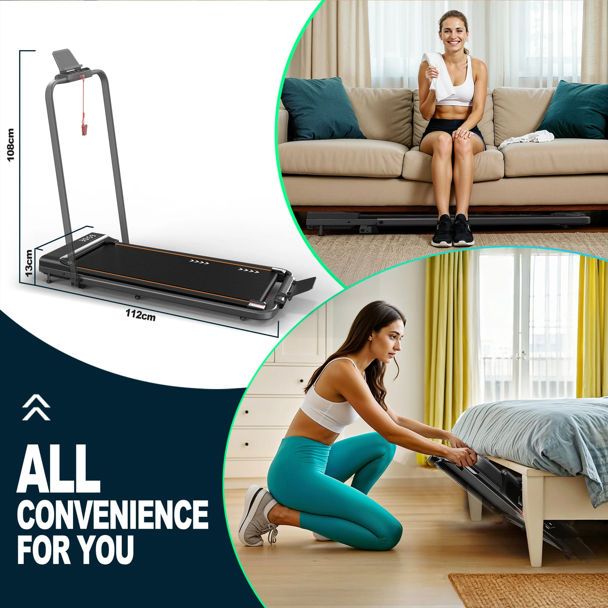Caminadora plegable JUICEASE T2 con inclinación del 7 %, motor silencioso de 2,25 CV, aplicación inteligente, pantalla con tres ventanas, velocidad de 1 a 12 km/h y capacidad de 120 kg. Ideal para caminar en casa o en la of