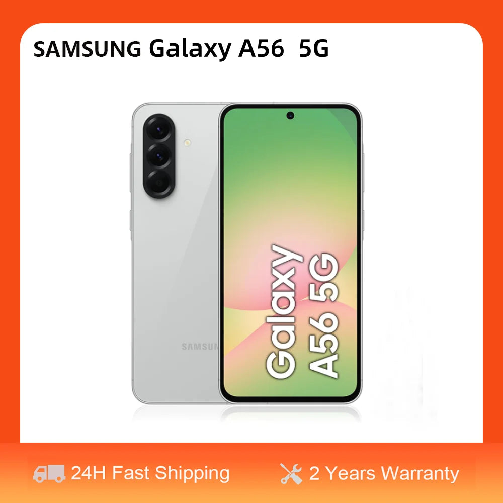 Smartphone Samsung Galaxy A56 5G, 100 % original, pantalla Super AMOLED de 6,7" a 120 Hz, carga de 45 W, batería de 5000 mAh, tasa de refresco de 120 Hz, cámara de 50 MP, smartphone Android, 8 GB de RAM, 256 GB de almacenamiento