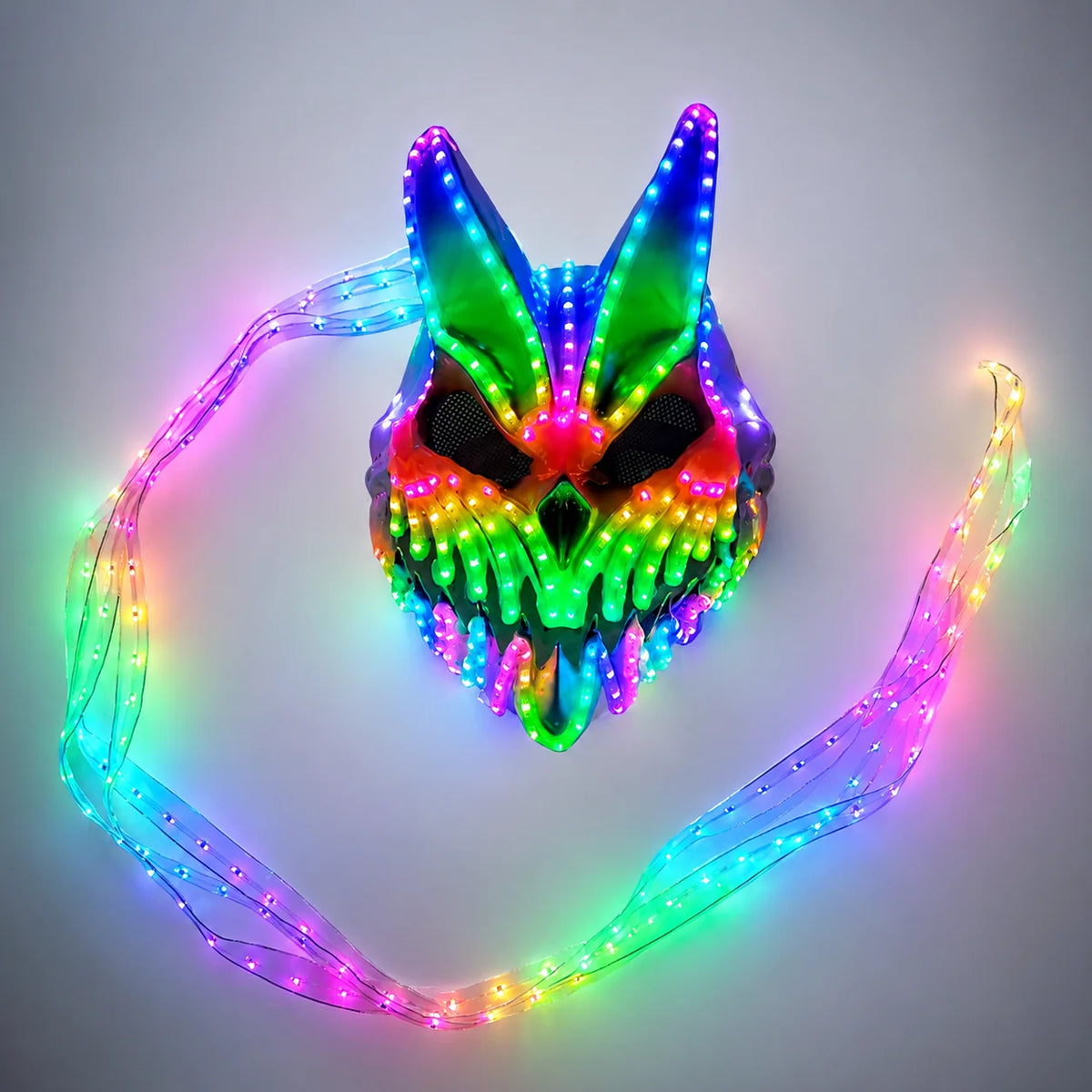 Máscara LED de oso y conejo con cambio remoto de Color, máscara de conejito de terror para Halloween, para fiesta de carnaval, Cosplay y vestir