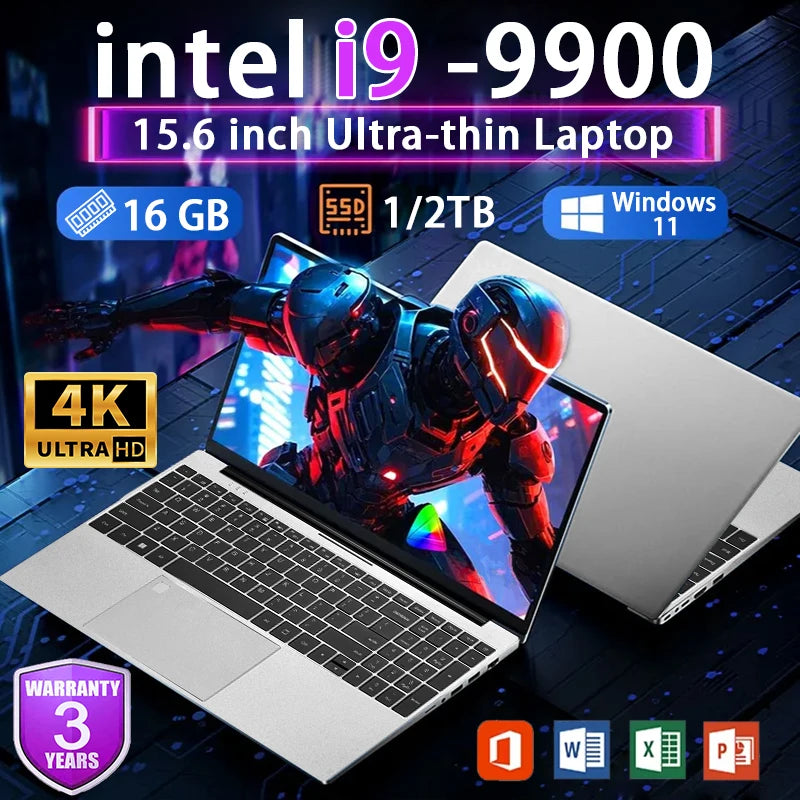 Nuevo Portátil Intel Core I9 9900 para Juegos, 15.6'', Windows 11, 16GB RAM, 1TB/2TB SSD, Desbloqueo por Huella Dactilar, Teclado Retroiluminado, PC de Oficina, Computadora para Negocios y Ocio