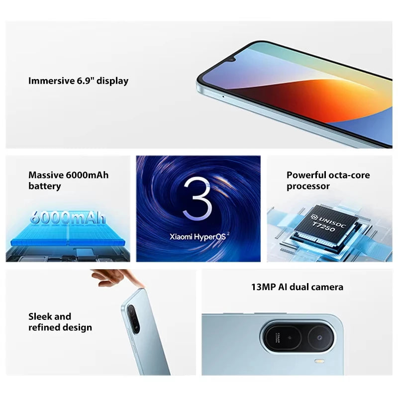 Xiaomi Redmi A7 Pro Versión Global Teléfono NFC Pantalla de 6.9 pulgadas 120Hz HyperOS 3 Octa Core Batería de 6000mAh Teléfono móvil