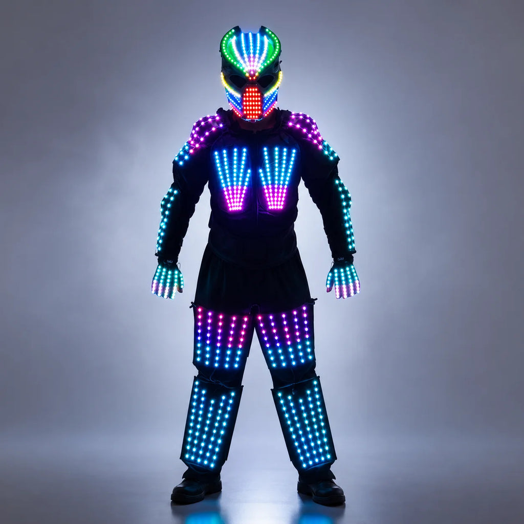 Armadura de Robot LED, traje Mech, ropa de rendimiento brillante, escenario, Festival, desfile, atmósfera, Club nocturno, Robot caminante Led