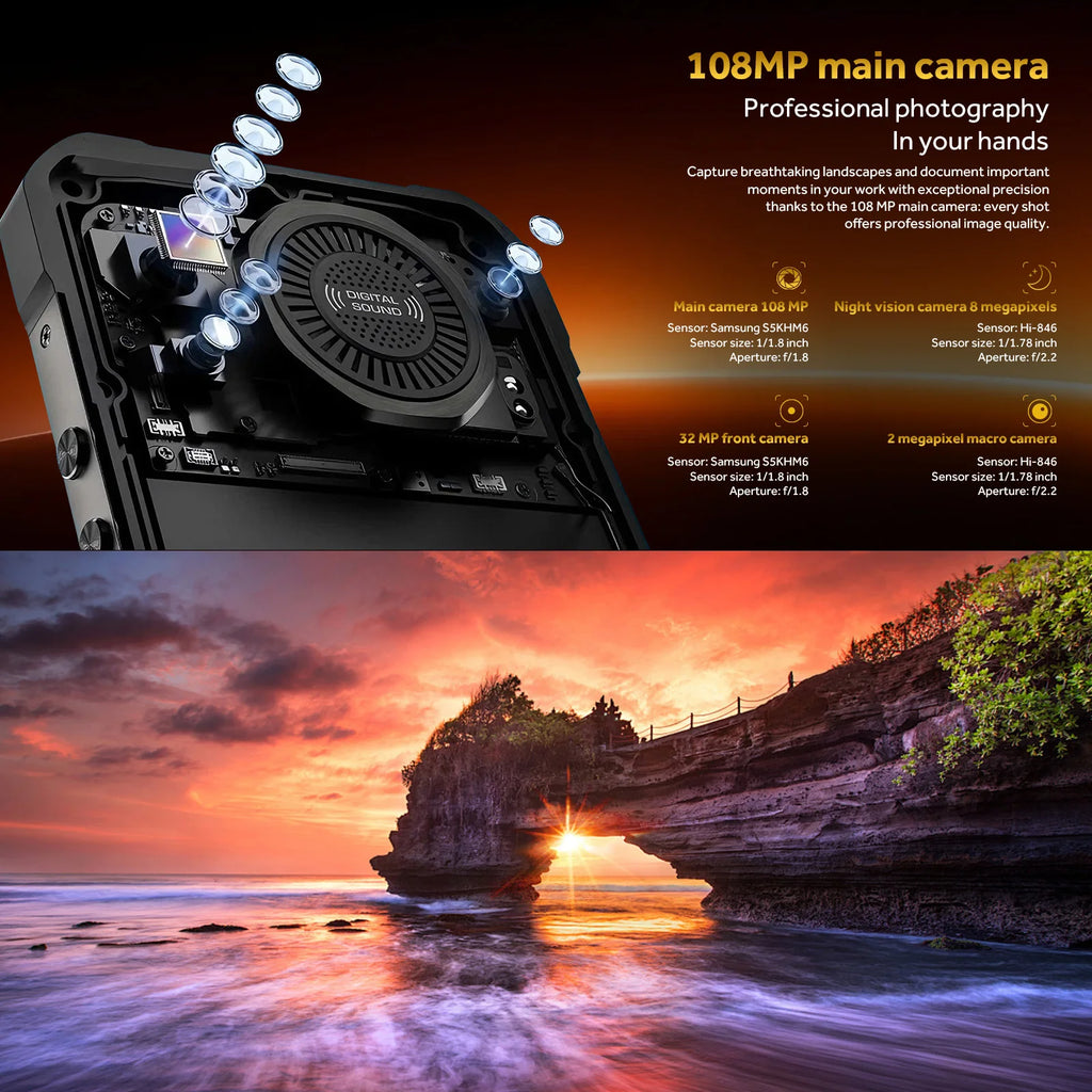 OUKITEL WP61 5G, Teléfono resistente con Android 16 desbloqueado, pantalla de 6,78 pulgadas, 36 GB de RAM + 512 GB de ROM/TF, batería de 20000 mAh/45 W, cámara de 108 MP, IP68/IP69K