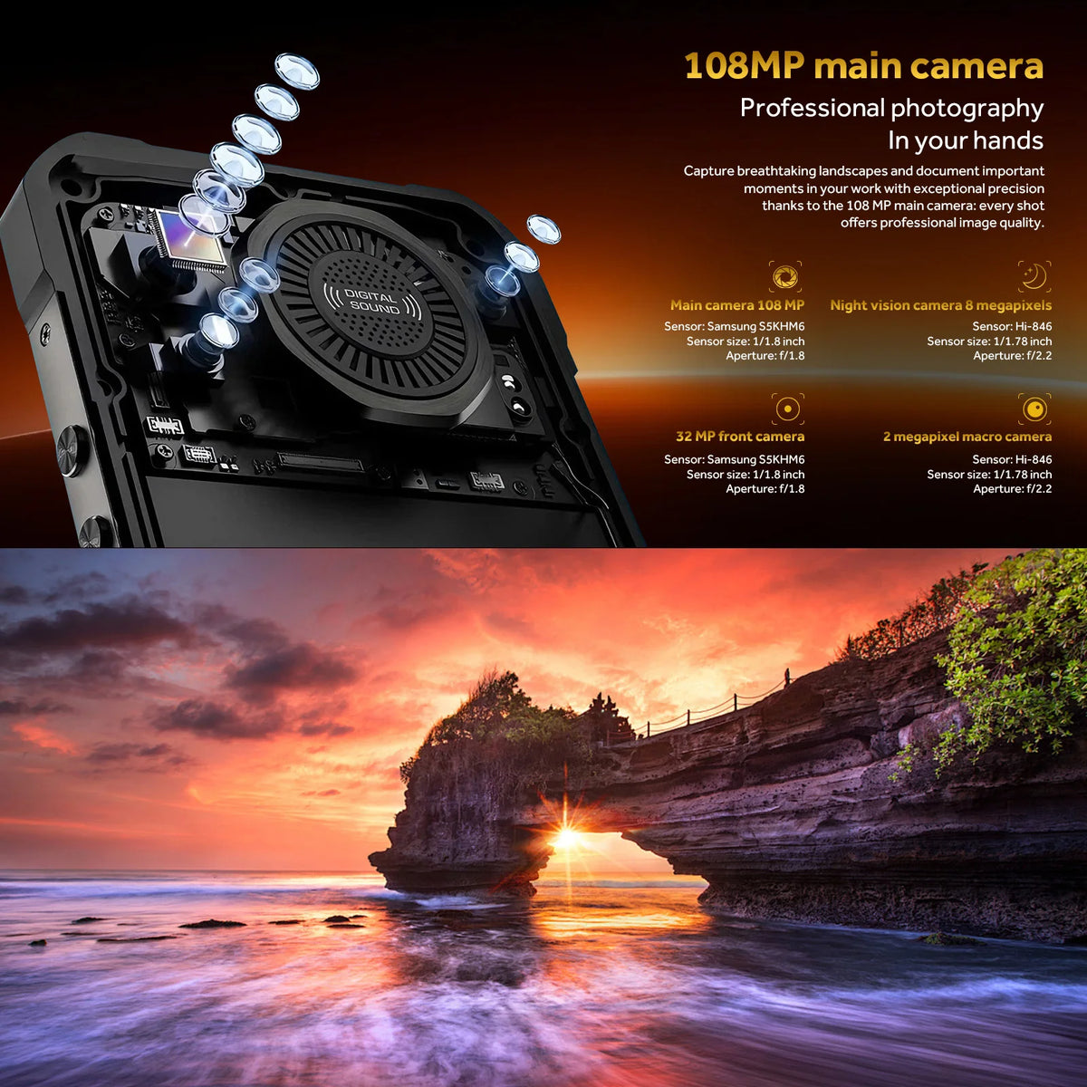 OUKITEL WP61 5G, Teléfono resistente con Android 16 desbloqueado, pantalla de 6,78 pulgadas, 36 GB de RAM + 512 GB de ROM/TF, batería de 20000 mAh/45 W, cámara de 108 MP, IP68/IP69K