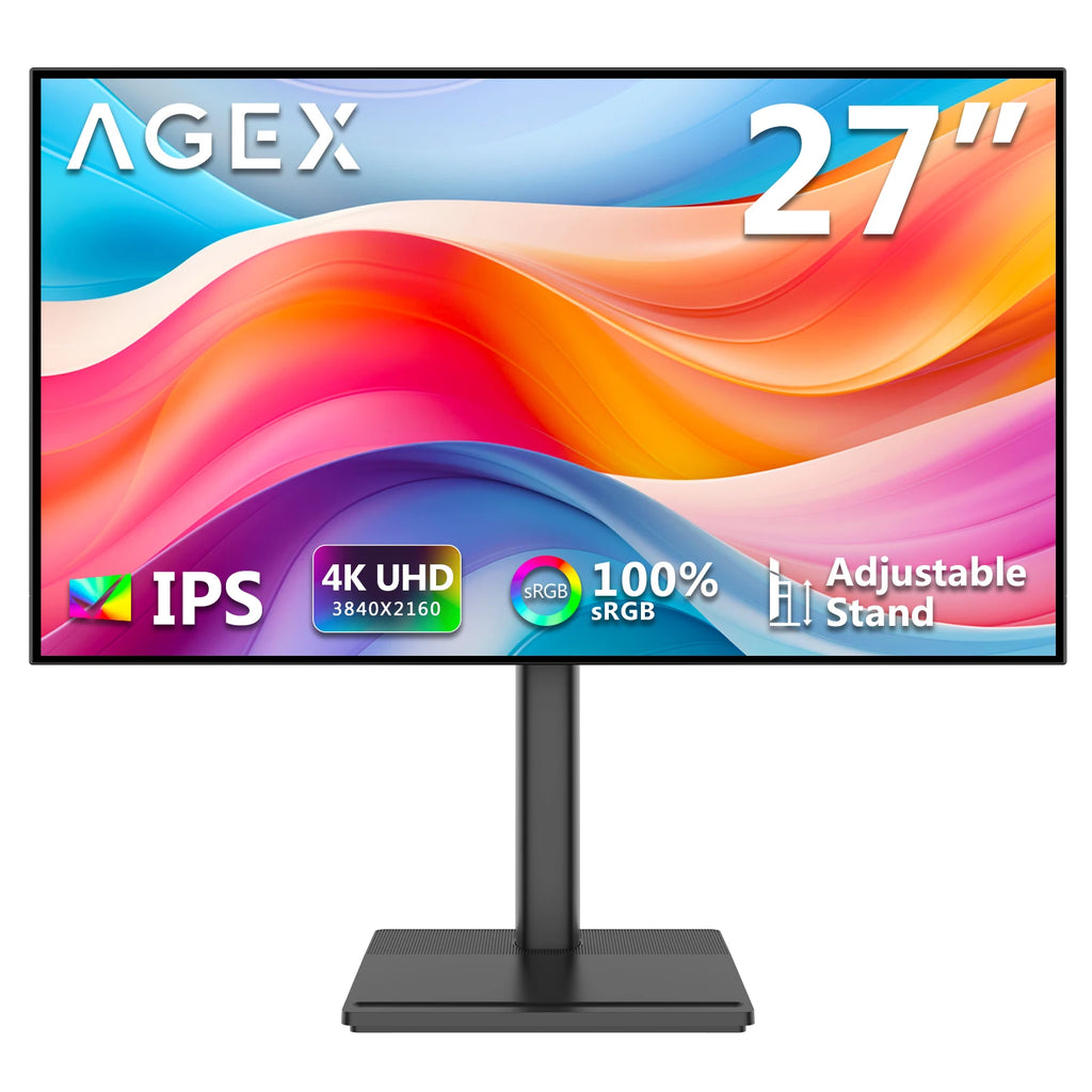 Monitor X AGEX de 27 Pulgadas con Biseles Ultrafinos, 4K 3840 x 2160 UHD, 60 Hz, 16:9 IPS LED, Brillo de 400cd/m², FreeSync y Eye-Care, HDR10, 100% sRGB, Compatible con VESA, Altura Ajustable