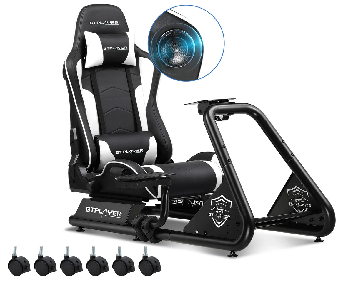 Cabina de simulación Gtplayer, cabina de simulación de carreras, soporte para volante de simulador de carreras con altavoces, soporte para volante y pedales
