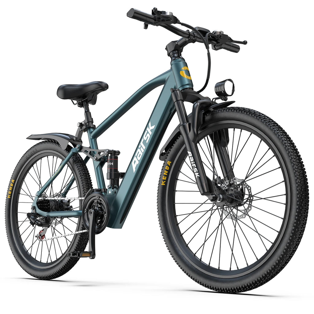 Bicicleta eléctrica de 26" para adultos, batería de 36V 13Ah 468Wh, motor sin escobillas de 250W, 25 km/h con hasta 40 millas de autonomía, transmisión de 21 velocidades, doble suspensión, desbloqueo NFC
