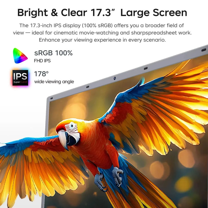 Xiaman 2026 NUEVO Portátil Empresarial Intel de 17.3 Pulgadas, Computadora Portátil Intel Pentium 6500Y, 16 GB de RAM, 1 TB/2 TB SSD, 1920*1080P, Windows 11, Huella Dactilar, Oficina, Aprendizaje, Entretenimiento, PC