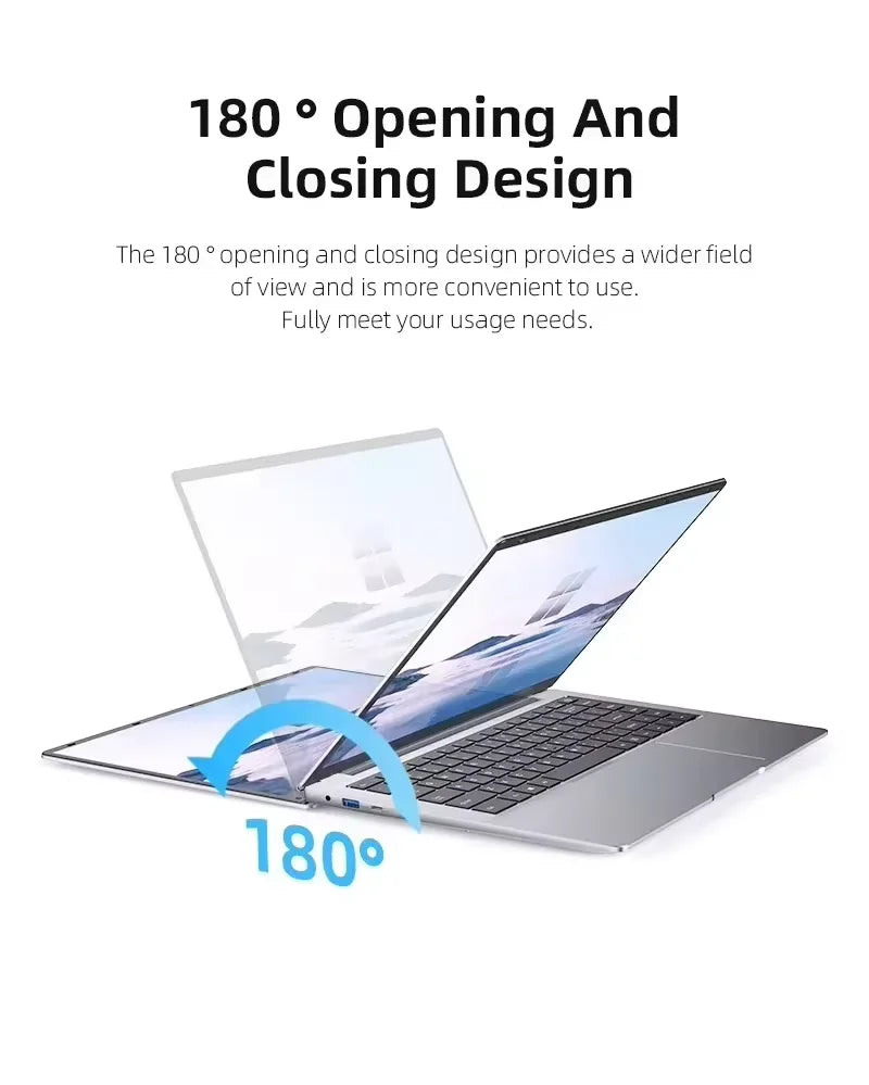 Portátil de 14.1 Pulgadas con Windows 11, Intel Atom X7 A3950 180 °   Portátil Plegable Delgado para Juegos, 12 GB de RAM, 512 GB/1 TB SSD, 1920*1080, Ordenador para Oficina y Estudio