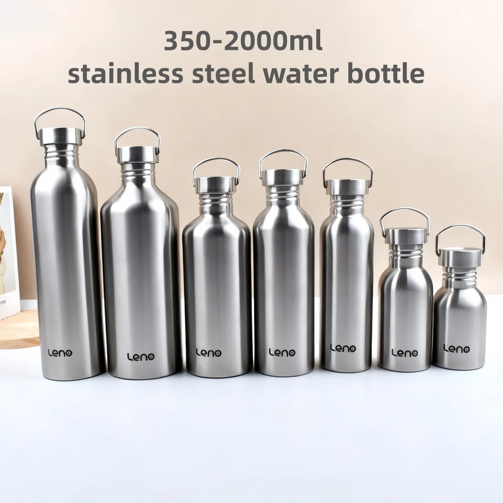 Botella de agua de acero inoxidable, 350-2000ml, boca grande, botella para beber de una sola pared, frascos deportivos con tapa totalmente de acero