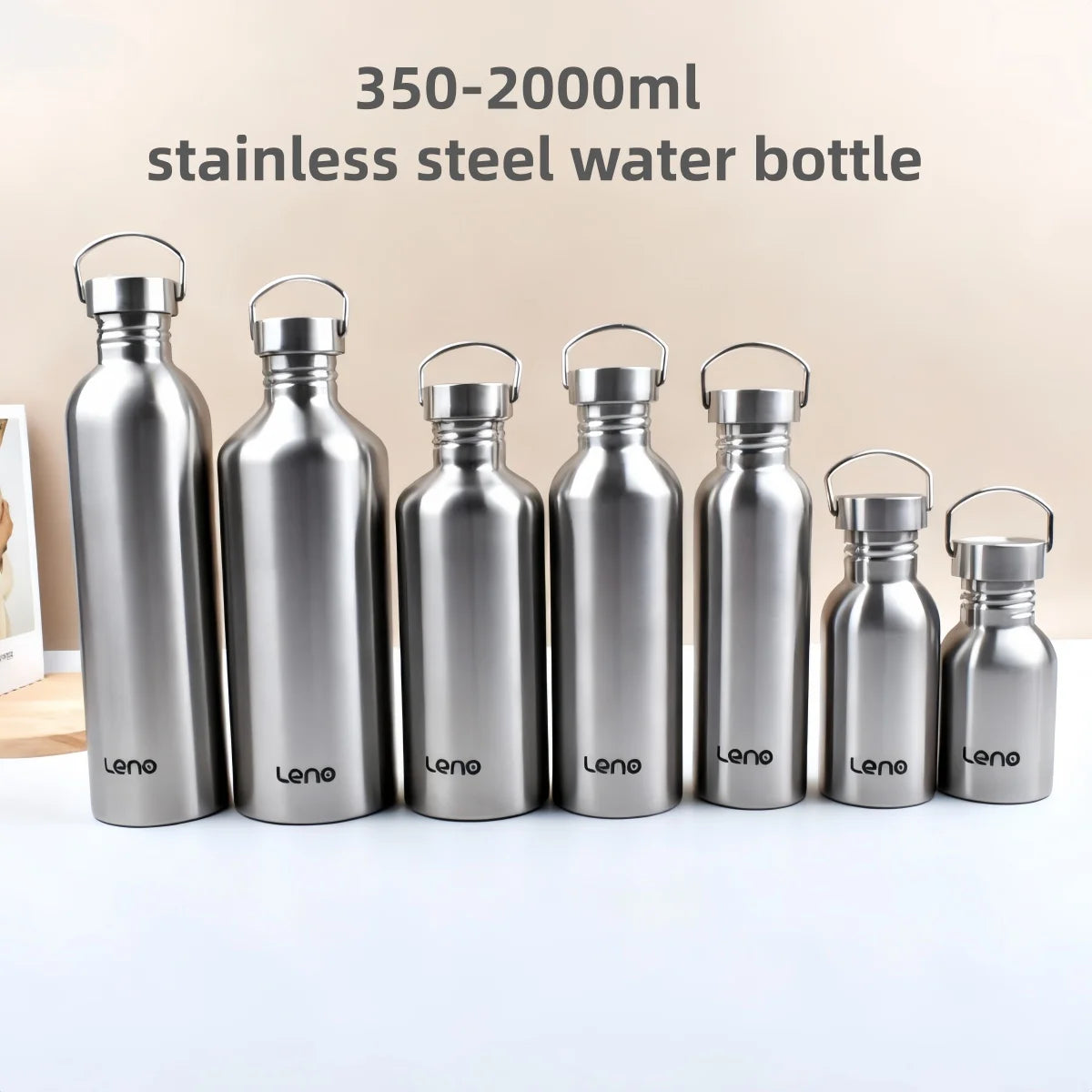 Botella de agua de acero inoxidable, 350-2000ml, boca grande, botella para beber de una sola pared, frascos deportivos con tapa totalmente de acero