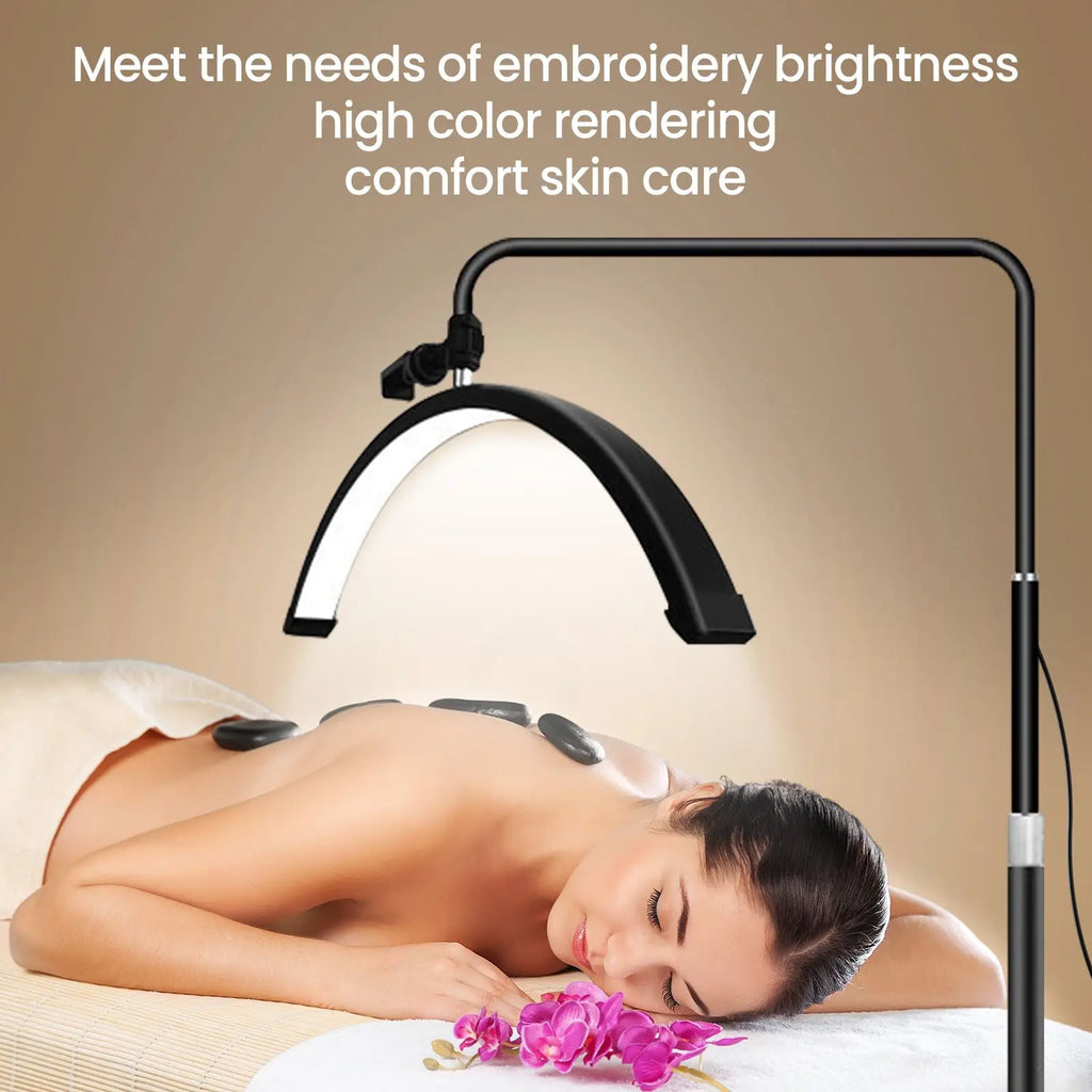 Lámpara LED OWJHE 36W Giratoria con Forma de Media Luna para Pestañas, Luz de Relleno para Fotografía, Lámpara de Pie para Extensión de Pestañas y Belleza