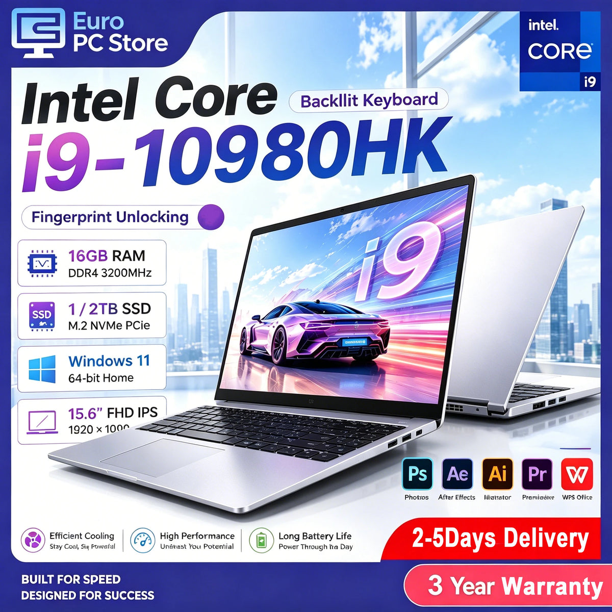 Portátil Intel de 15.6 pulgadas con Windows 11 Pro, I9, para oficina y juegos, Intel Core I9-10980HK, 16GB de RAM, 1TB/2TB SSD, desbloqueo por huella dactilar, teclado retroiluminado.
