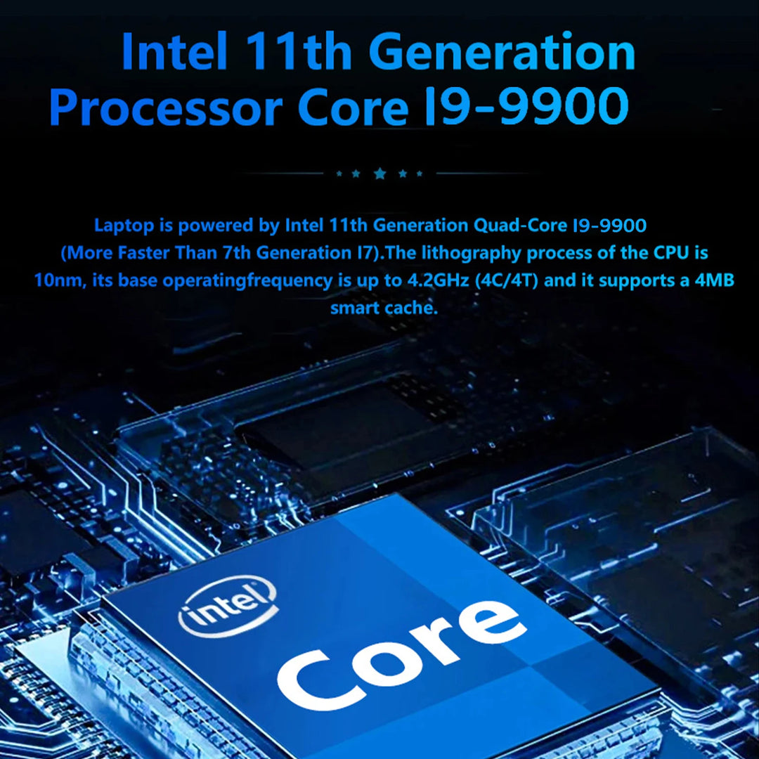 LENO 15.6” Portátil Intel I9 9900 Windows 11, 16GB 32GB RAM, 256GB 1TB 2TB SSD, Ordenador Portátil para Juegos, Oficina y Ocio, 1920*1080 HD 4K