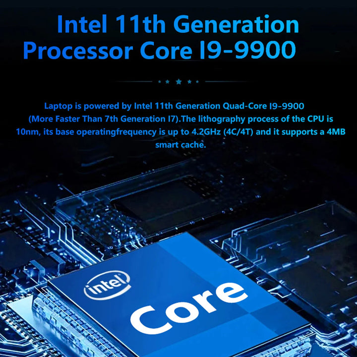 LENO 15.6” Portátil Intel I9 9900 Windows 11, 16GB 32GB RAM, 256GB 1TB 2TB SSD, Ordenador Portátil para Juegos, Oficina y Ocio, 1920*1080 HD 4K