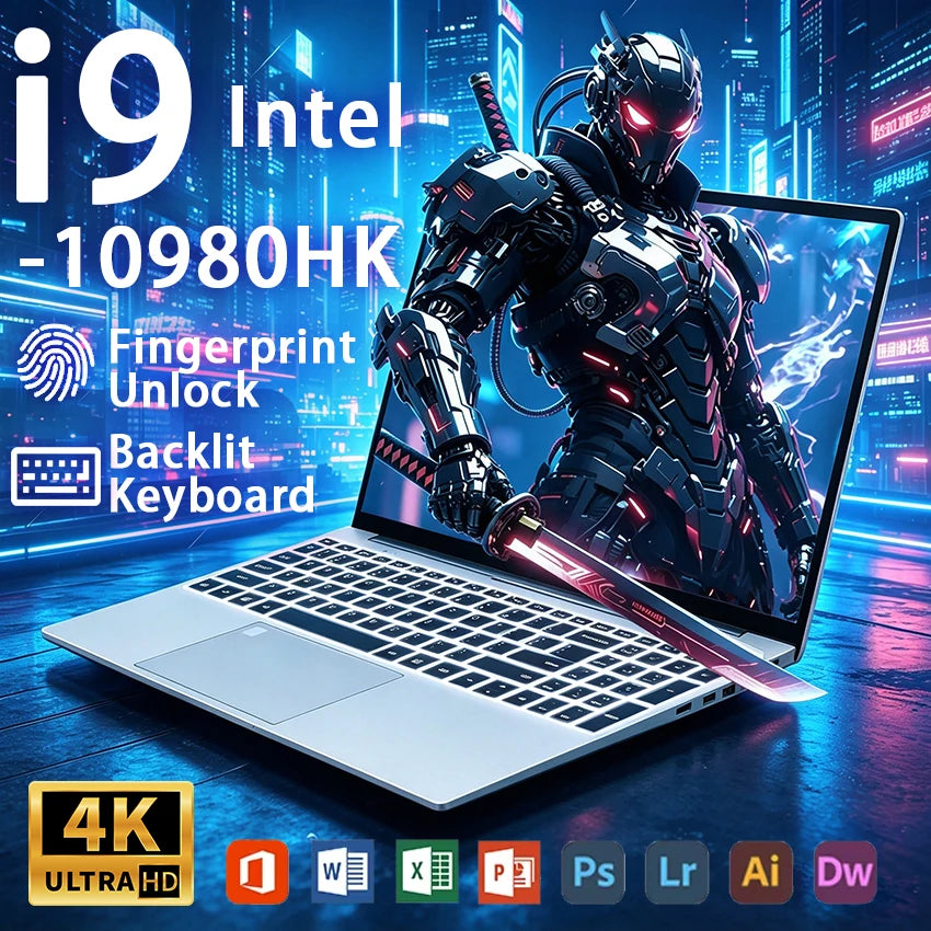 2026 Laptop Intel Core I9 10980HK Notebook Windows 11 Pro 16GB RAM 1TB 2TB SSD Office Gaming 15.6 inch Laptops Backlit Keyboard Fingerprint UnIock