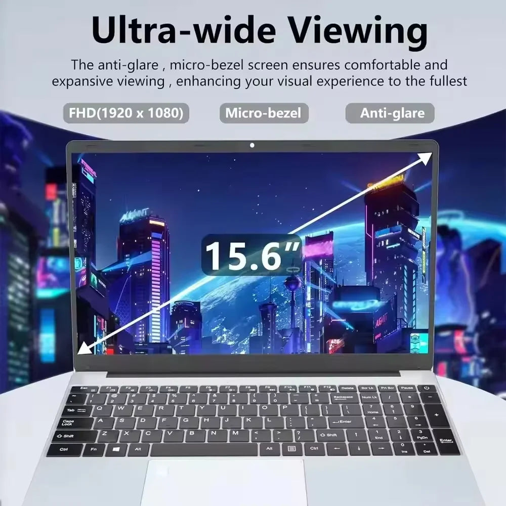 Portátil de 15.6" FUCHU con desbloqueo por huella dactilar, Windows 11 Pro, Intel Core i3 6006U, 16 GB de RAM, SSD de 1 TB, computadora portátil para oficina